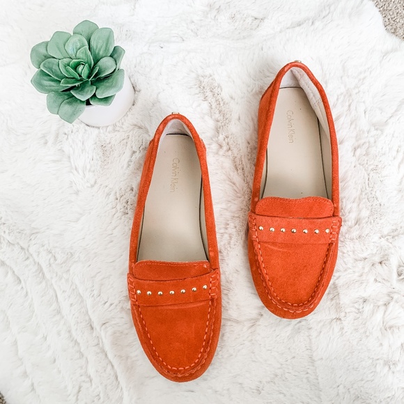 Calvin Klein | Shoes | Calvin Klein Orange Suede Loafers  display picture 2